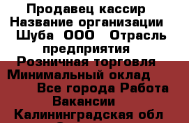 Продавец-кассир › Название организации ­ Шуба, ООО › Отрасль предприятия ­ Розничная торговля › Минимальный оклад ­ 15 000 - Все города Работа » Вакансии   . Калининградская обл.,Советск г.